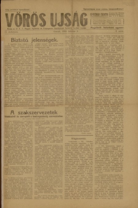 Vörös Ujság : газета. - 1921. - № 3 (8 февраля)