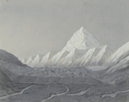Вид ледяного моря
в главе долины
реки Сары-Джаз
и с видом сопки
Хан-Тенгри
